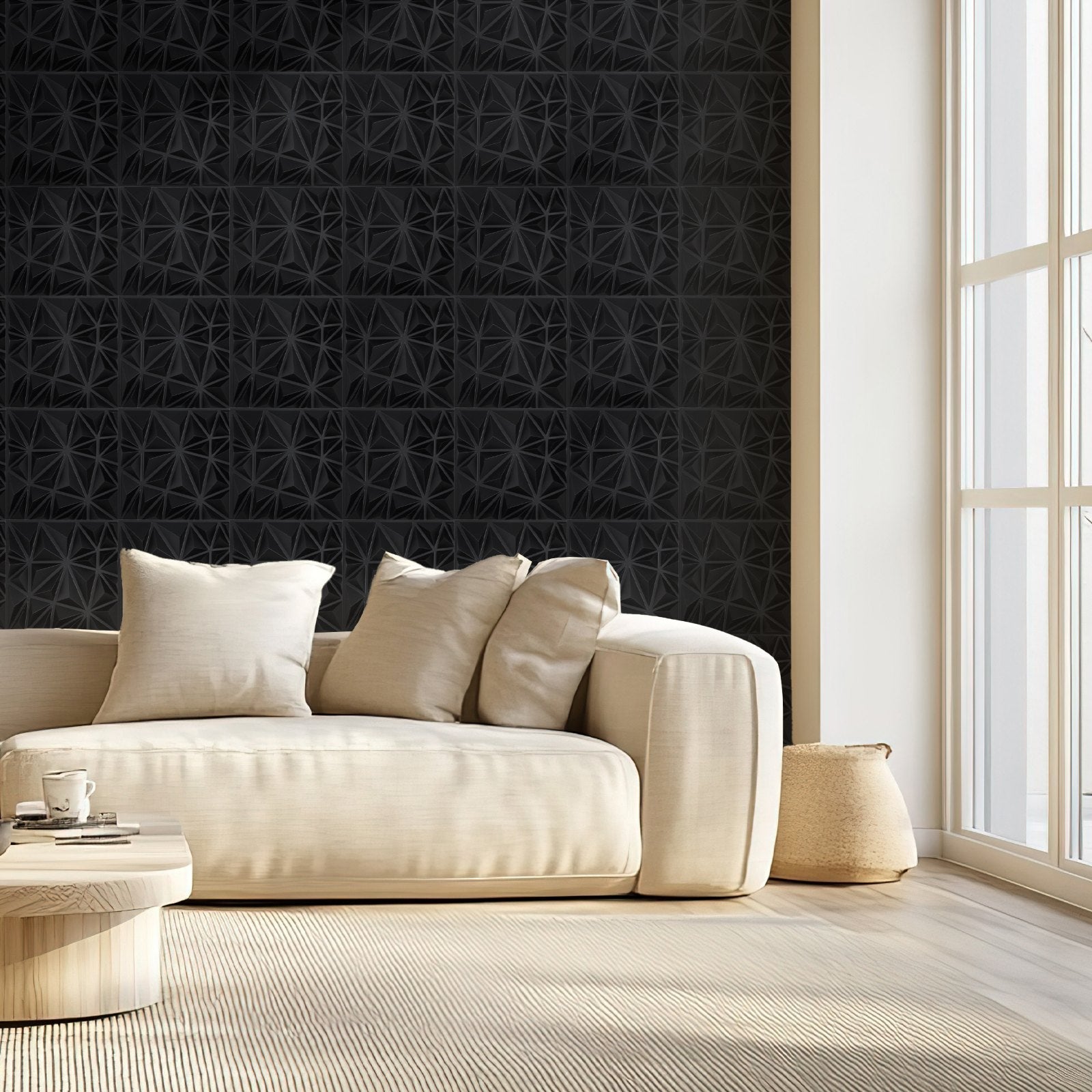 VEVOR 3D Wall Panels 33-Pack 11.81x11.81'' PVC 32 Sq.Ft Coverage Diamond Black 