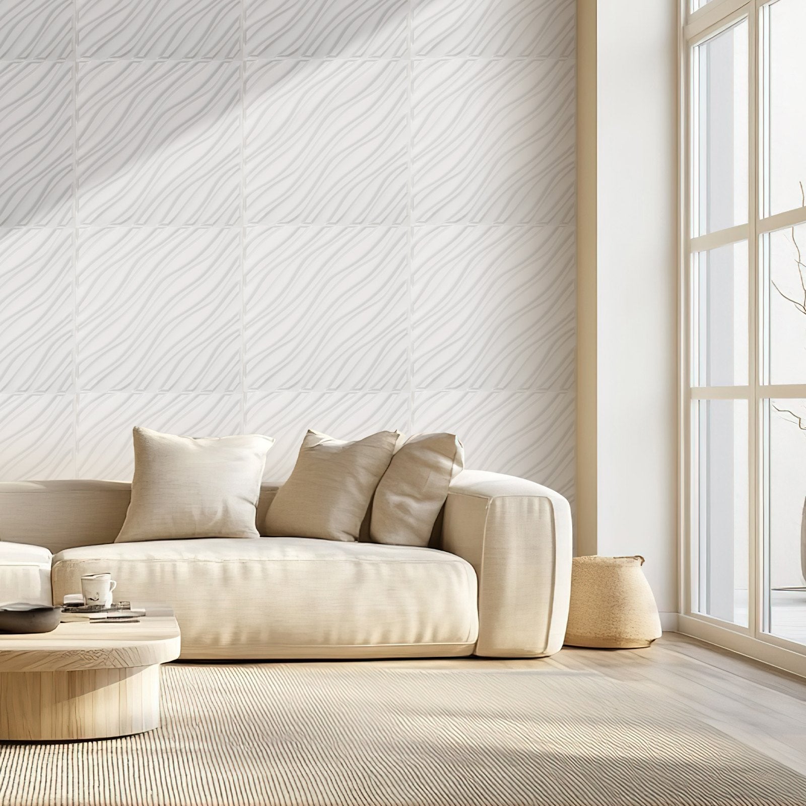 VEVOR 3D Wall Panels 12-Pack 19.7x19.7'' PVC 32 Sq.Ft Coverage Wave Matte White 