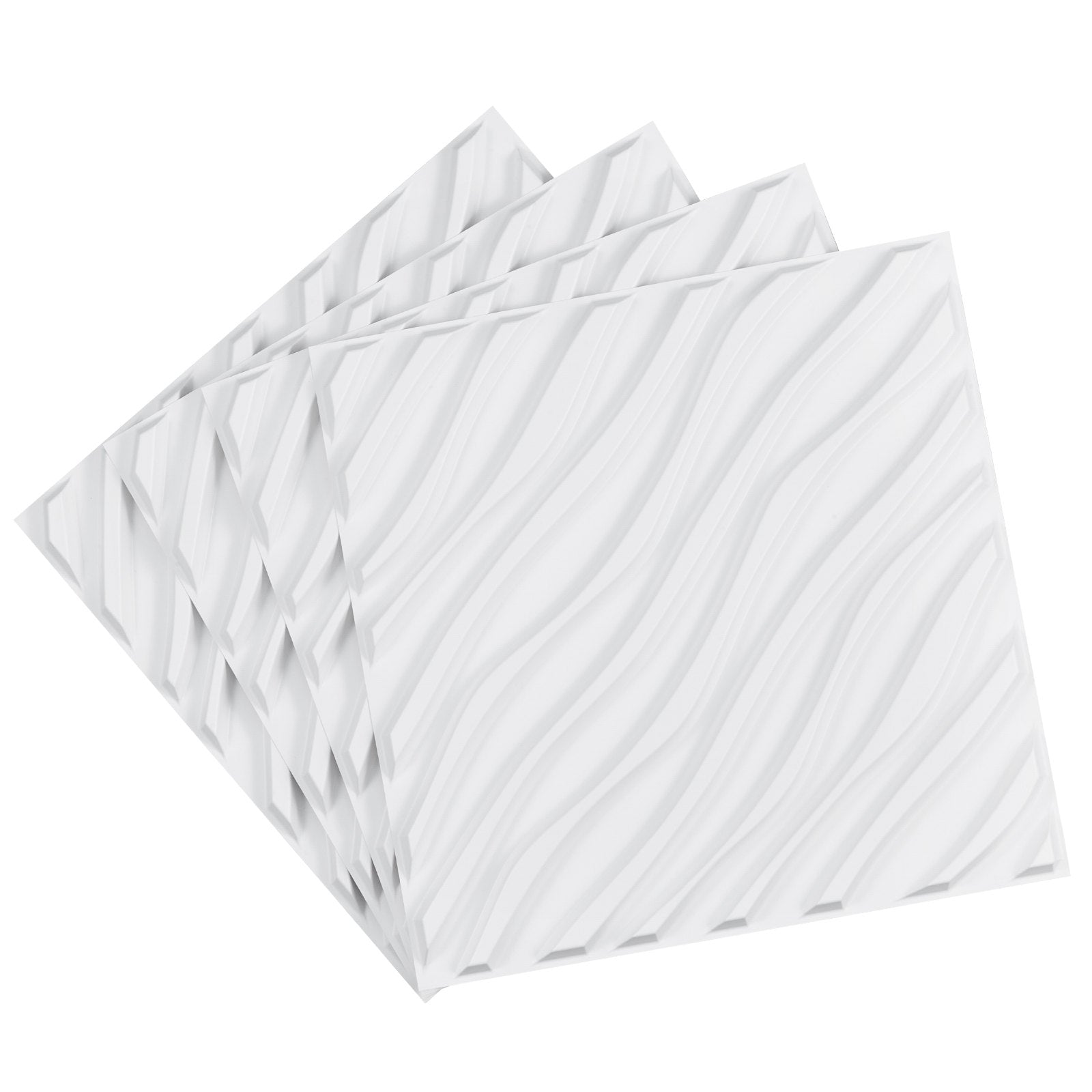 VEVOR 3D Wall Panels 12-Pack 19.7x19.7'' PVC 32 Sq.Ft Coverage Wave Matte White 