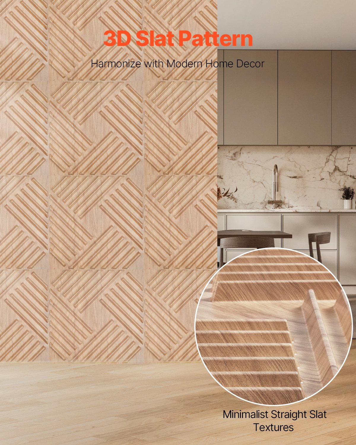 VEVOR 3D Slat Wall Panels 12-Pack 19.7x19.7'' PVC 32 Sq.Ft Coverage Light Wood 