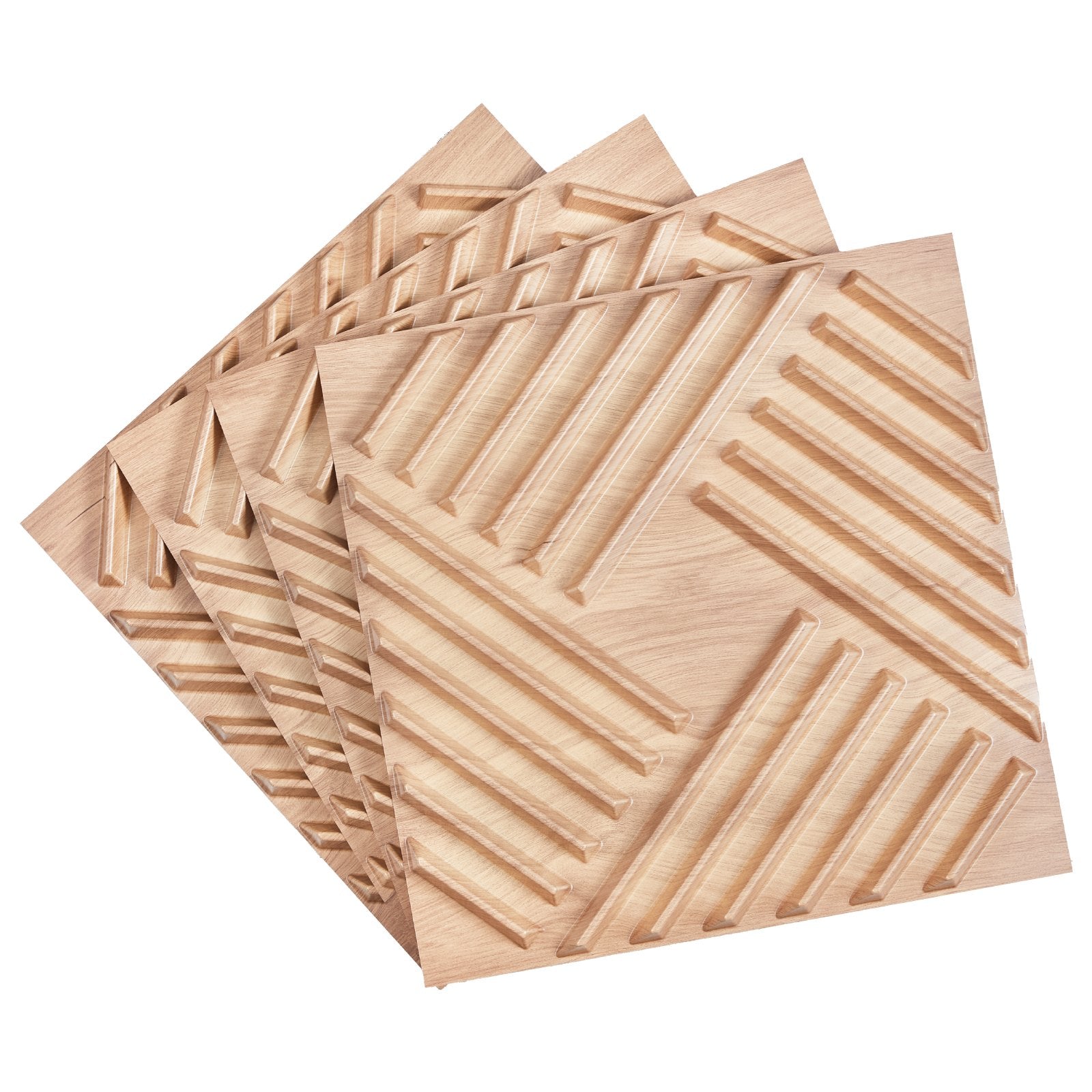 VEVOR 3D Slat Wall Panels 12-Pack 19.7x19.7'' PVC 32 Sq.Ft Coverage Light Wood 