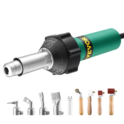 VEVOR Hot Air Plastic Welder 1600W PVC TPO Vinyl Heat Gun Torch & 9 Accessories 
