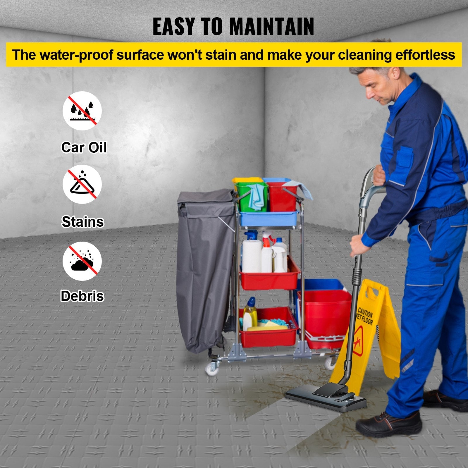 VEVOR Garage Tiles Interlocking Garage Flooring Tiles 12x12" 25 Pack Silver 