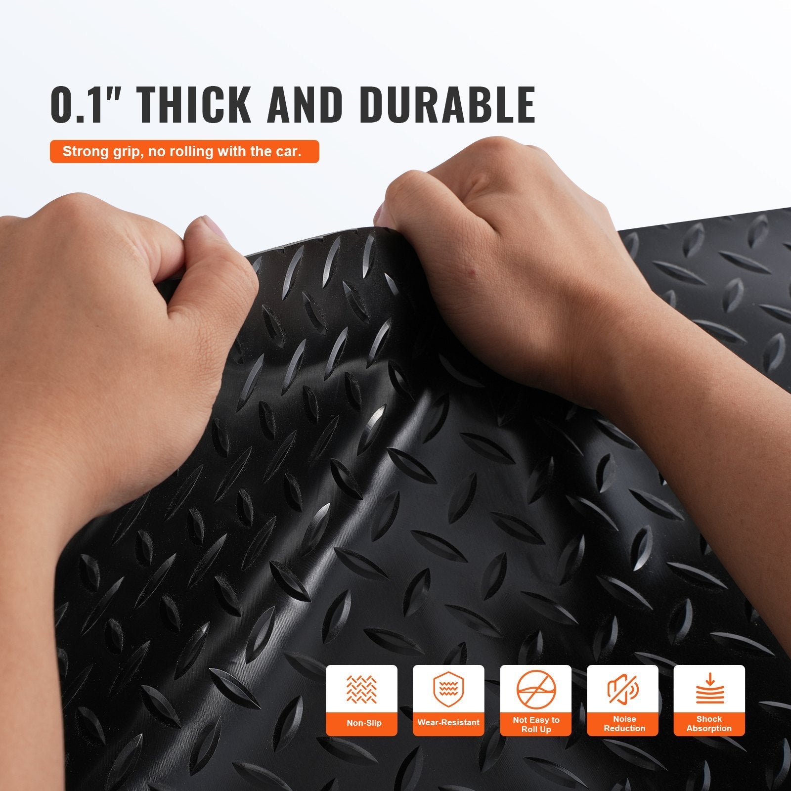 VEVOR Garage Floor Mats 2 Rolls 14.7 x 3.6 Ft Garage Mat 2.5mm Thickness Black Garage Flooring PVC Garage Mats for Under Car 