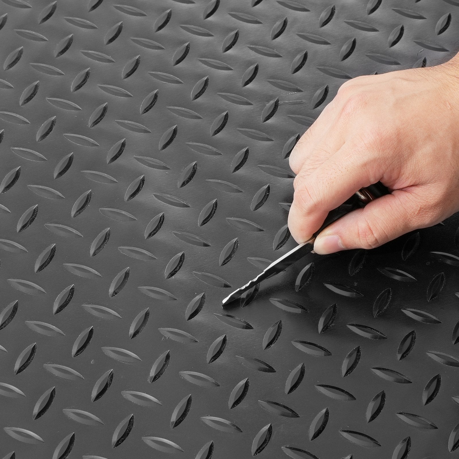 VEVOR Garage Floor Mats 2 Rolls 14.7 x 3.6 Ft Garage Mat 2.5mm Thickness Black Garage Flooring PVC Garage Mats for Under Car 