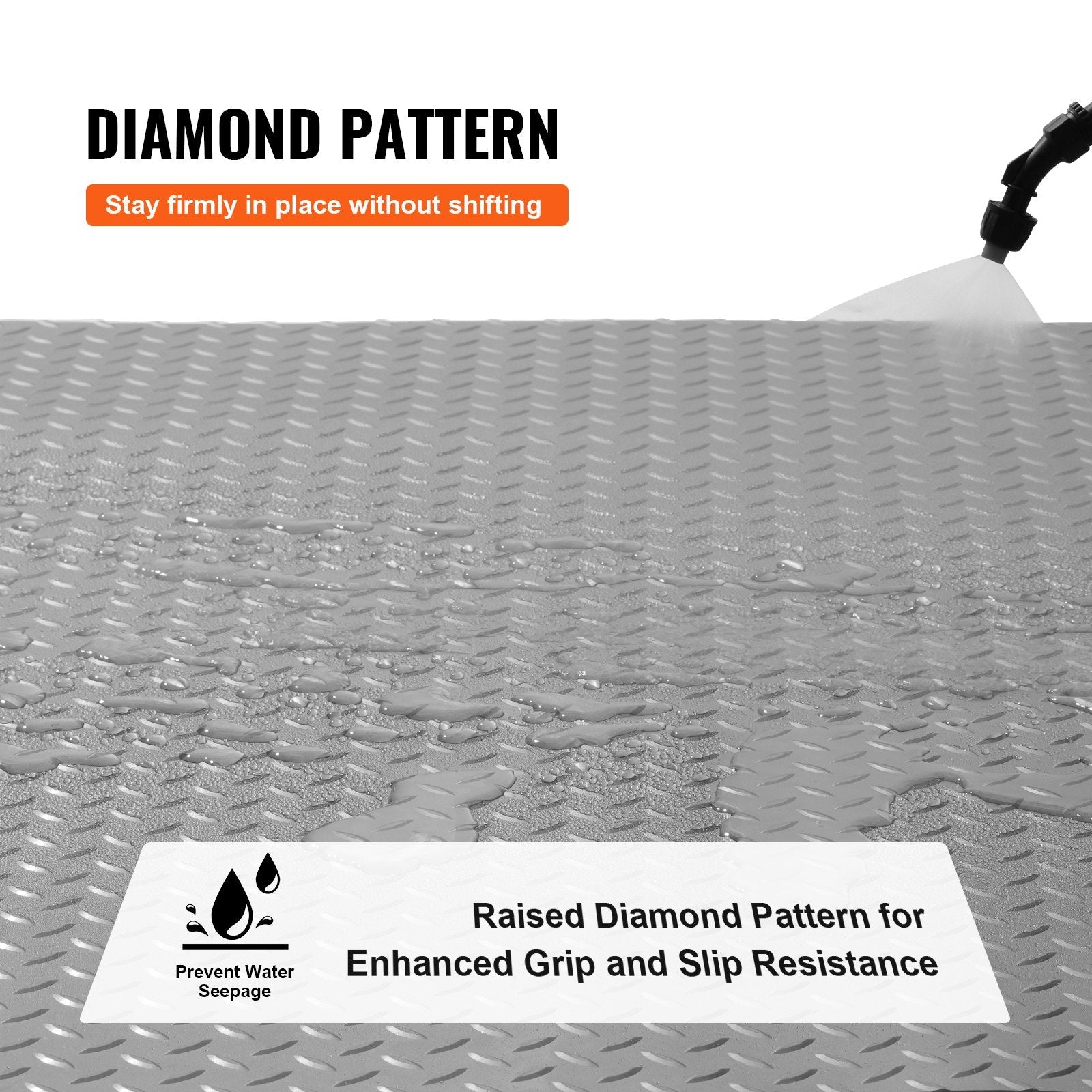 VEVOR Garage Floor Mat 4.9x19ft Vinyl Garage Flooring Roll Anti-Slide Diamond Texture Silver Garage Mats for Under Car 93 sqft Covering Space DIY PVC Garage Floor Mat for Gyms Boats Car Trailer 