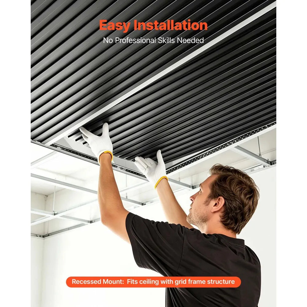 24 x 48 in 3D Black PVC Ceiling Tiles, 12-Pack Drop Ceiling Panels for Grid Systems