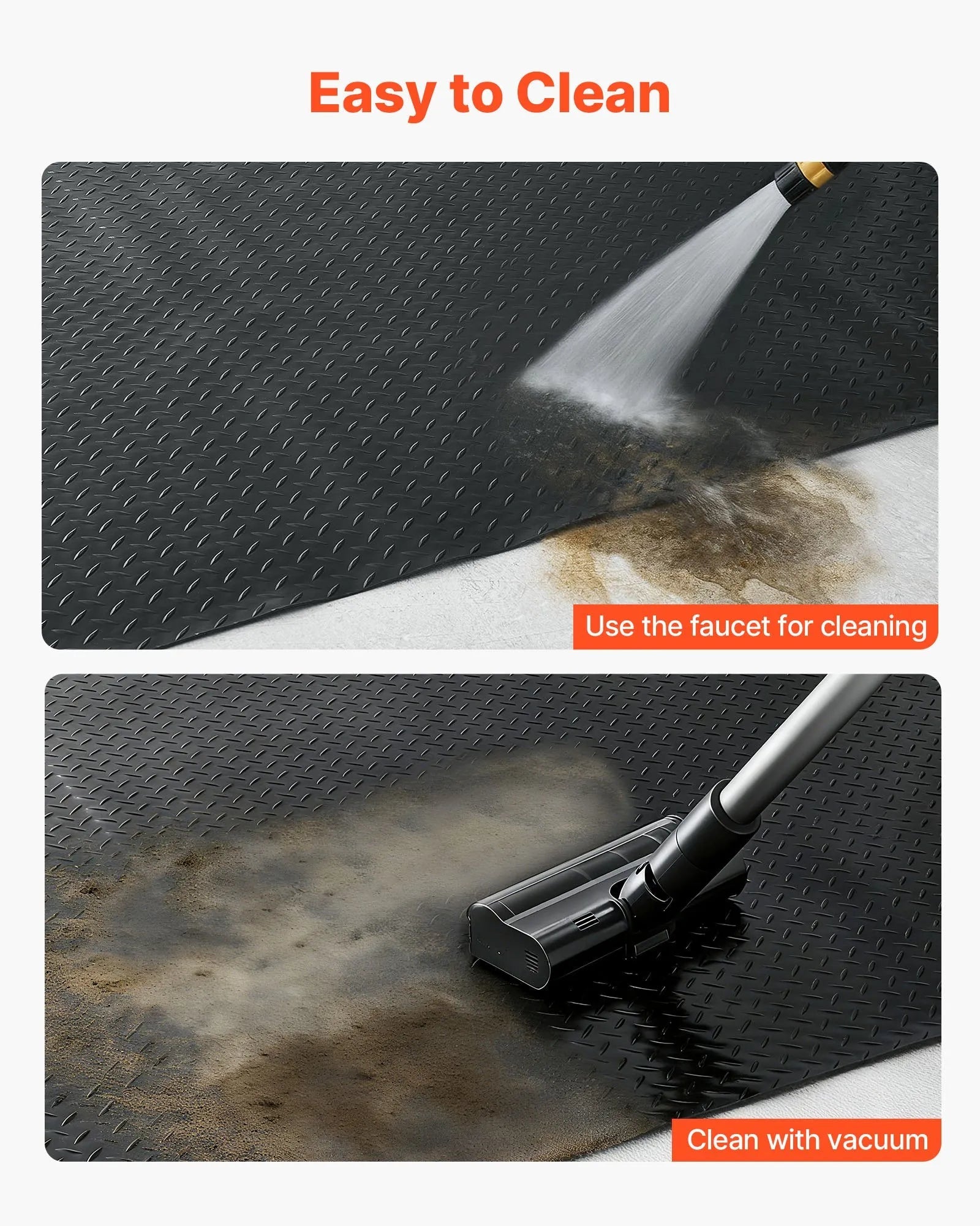 VEVOR Garage Floor Roll, 7.5 x 17 ft Garage Flooring Mat, 2.2 mm Thickened PVC Diamond Plate Floor Protector Mat with Double-sided Tape, Non-Slip, Easy to Clean for Warehouse, Gyms, Trailer, Black 