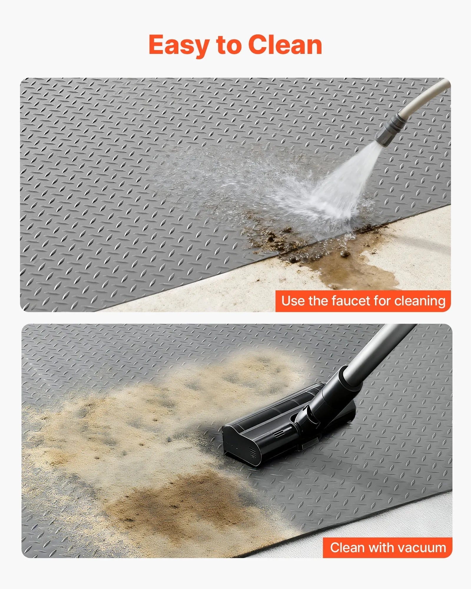 VEVOR Garage Floor Roll, 7.5 x 17 ft Garage Flooring Mat, 2.2 mm Thickened PVC Diamond Plate Floor Protector Mat with Double-sided Tape, Non-Slip, Easy to Clean for Warehouse, Gyms,Silver Gray 