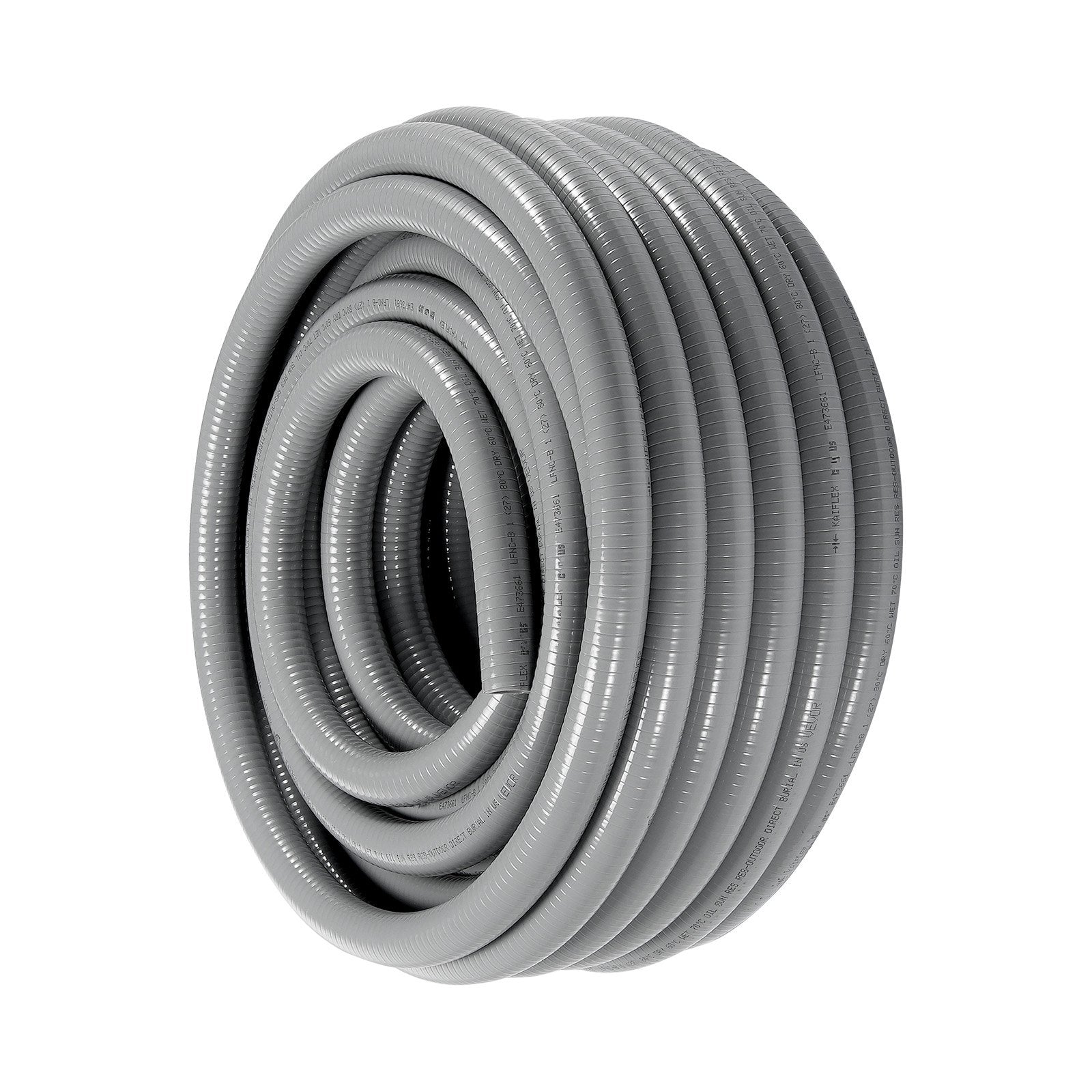 VEVOR 1/2-Inch Flexible Electrical Conduit, 100 ft, PVC Liquid-Tight Conduit Non-Metallic with 5 Straight and 5 90-Degree Conduit Connector Fittings, for Air Conditioning Motor Controller Pump, IP65 