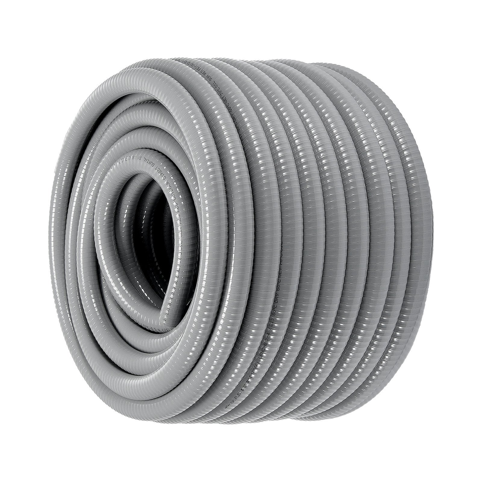 VEVOR 3/4-Inch Flexible Electrical Conduit, 100 ft, PVC Liquid-Tight Conduit Non-Metallic with 5 Straight and 5 90-Degree Conduit Connector Fittings, for Air Conditioning Motor Controller Pump, IP65 