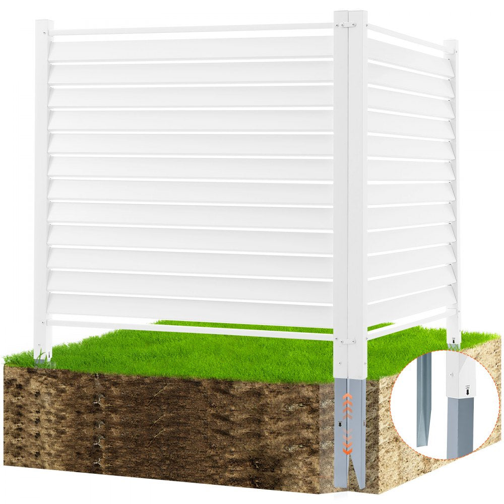 VEVOR 48" W x 48" H Vinyl Privacy Fence Panels, Air Conditioner Fence, Outdoor Privacy Screens for Trash Can, Pool Equipment Enclosure, Privacy Screen Kit Louvered Panels (2 Panels) 