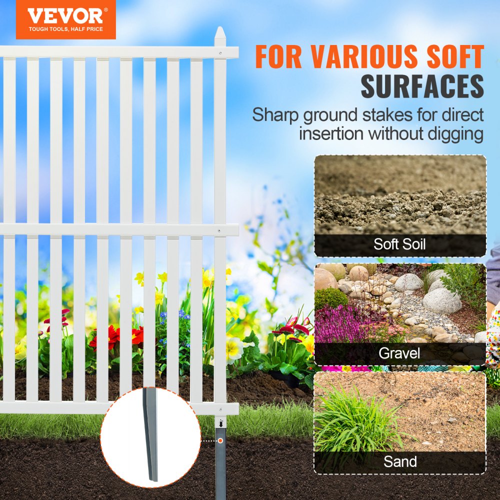 VEVOR 48" W x 48" H Vinyl Privacy Fence Panels, Air Conditioner Fence, Outdoor Privacy Screens for Trash Can, Pool Equipment Enclosure, Privacy Screen Kit Strip Panels (2 Panels) 