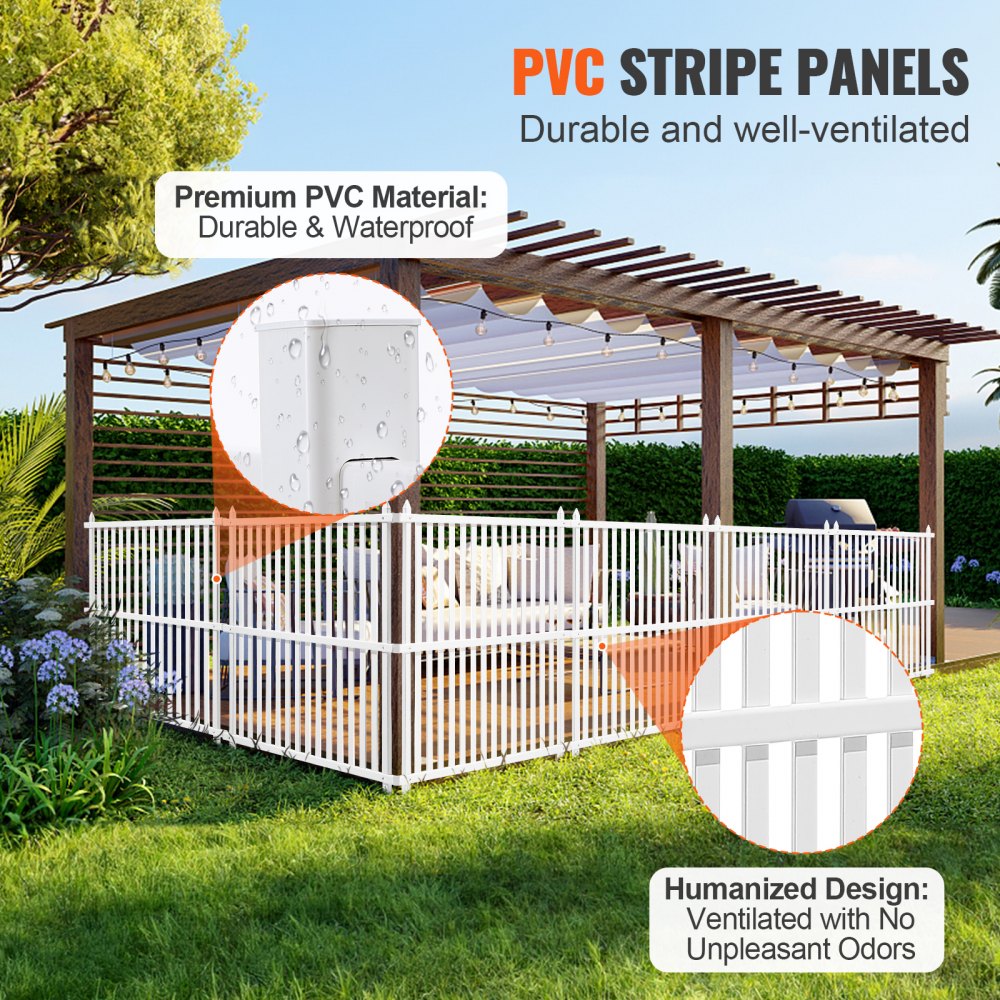 VEVOR 48" W x 48" H Vinyl Privacy Fence Panels, Air Conditioner Fence, Outdoor Privacy Screens for Trash Can, Pool Equipment Enclosure, Privacy Screen Kit Strip Panels (2 Panels) 