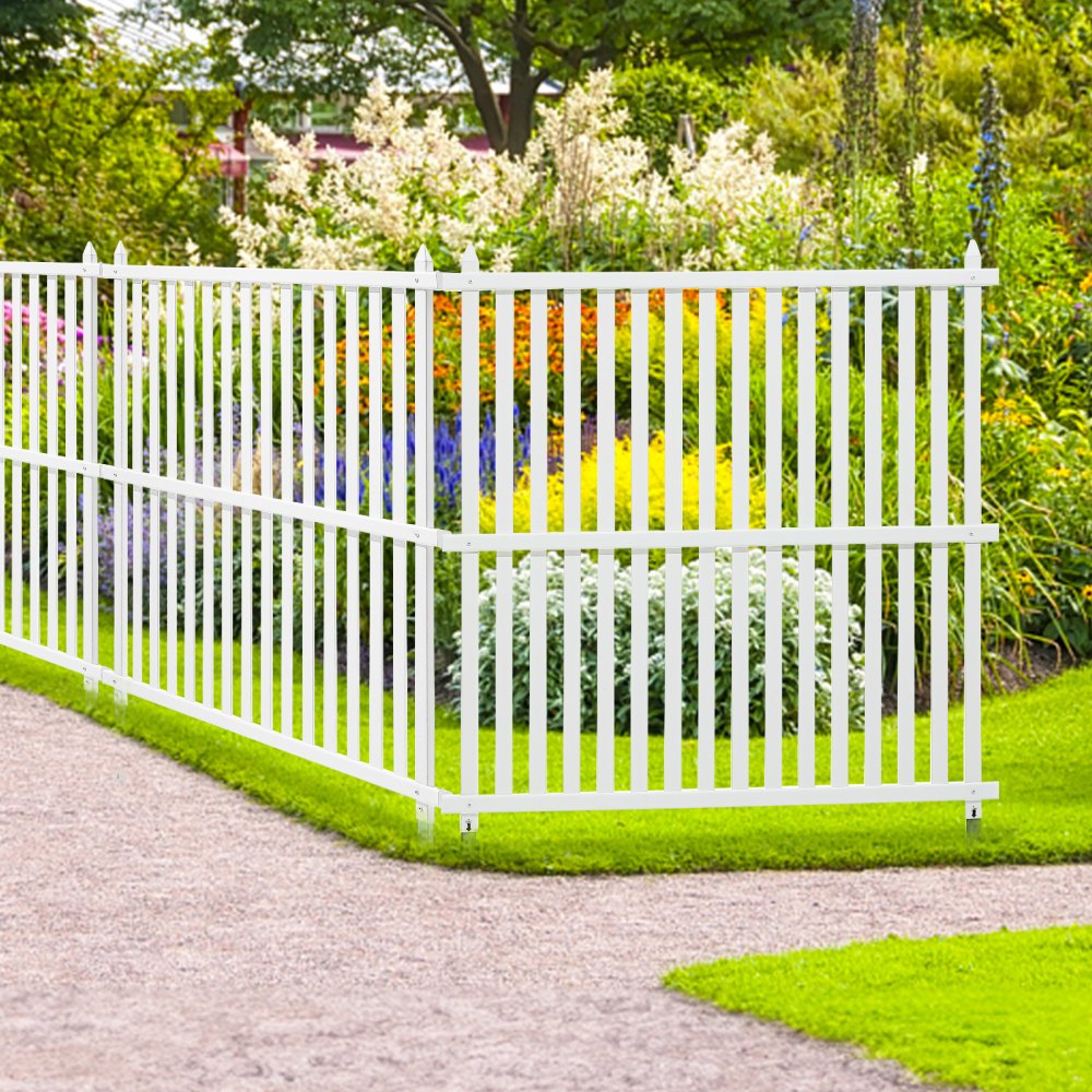 VEVOR 48" W x 48" H Vinyl Privacy Fence Panels, Air Conditioner Fence, Outdoor Privacy Screens for Trash Can, Pool Equipment Enclosure, Privacy Screen Kit Strip Panels (2 Panels) 
