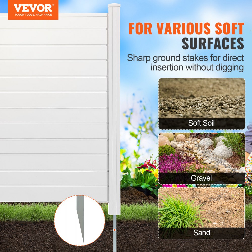 VEVOR Outdoor Privacy Screens, 50" W x 50" H Air Conditioner Fence, Pool Equipment Enclosure, Horizontal Vinyl Privacy Fence, Perfect to Enclose Trash Can and A/C Units (4-Panel) 