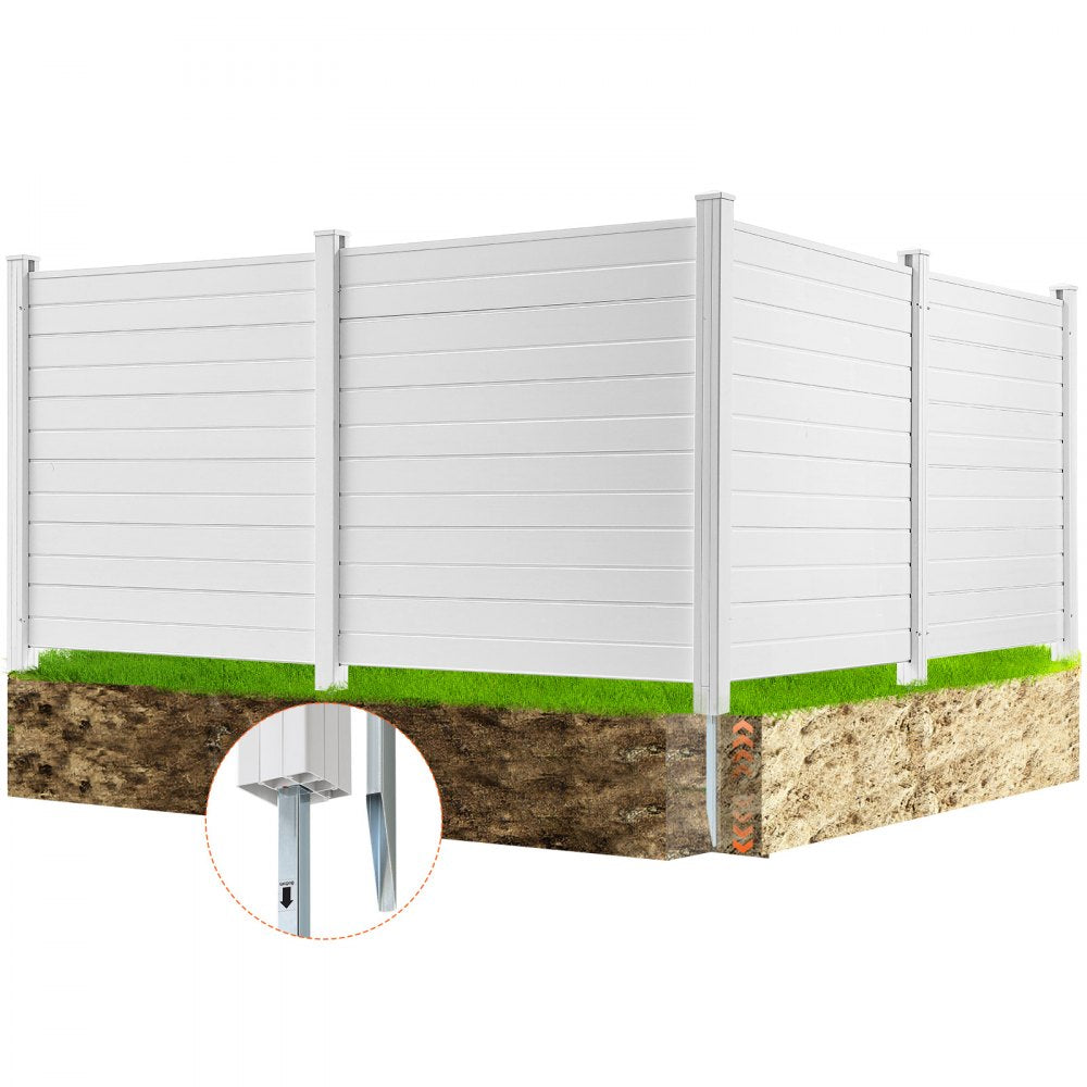 VEVOR Outdoor Privacy Screens, 50" W x 50" H Air Conditioner Fence, Pool Equipment Enclosure, Horizontal Vinyl Privacy Fence, Perfect to Enclose Trash Can and A/C Units (4-Panel) 