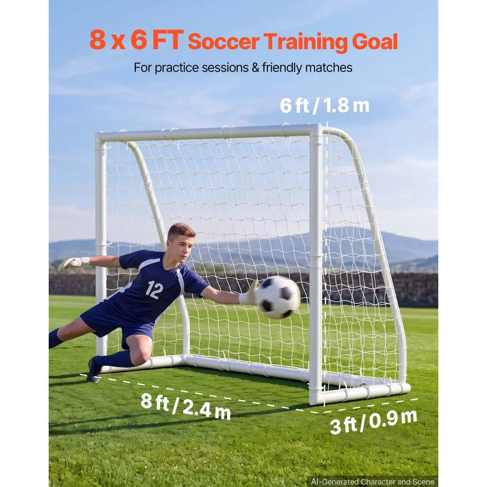 Portable Soccer Goal 8 x 6 FT with PE Net | Backyard Soccer Training Set with Target, Cones & Carry Bag