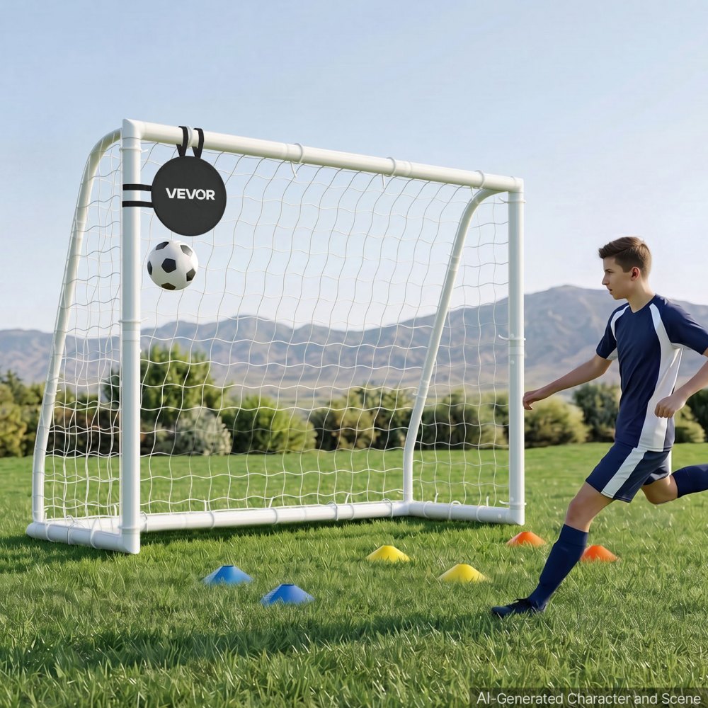 Portable Soccer Goal 8 x 6 FT with PE Net | Backyard Soccer Training Set with Target, Cones & Carry Bag