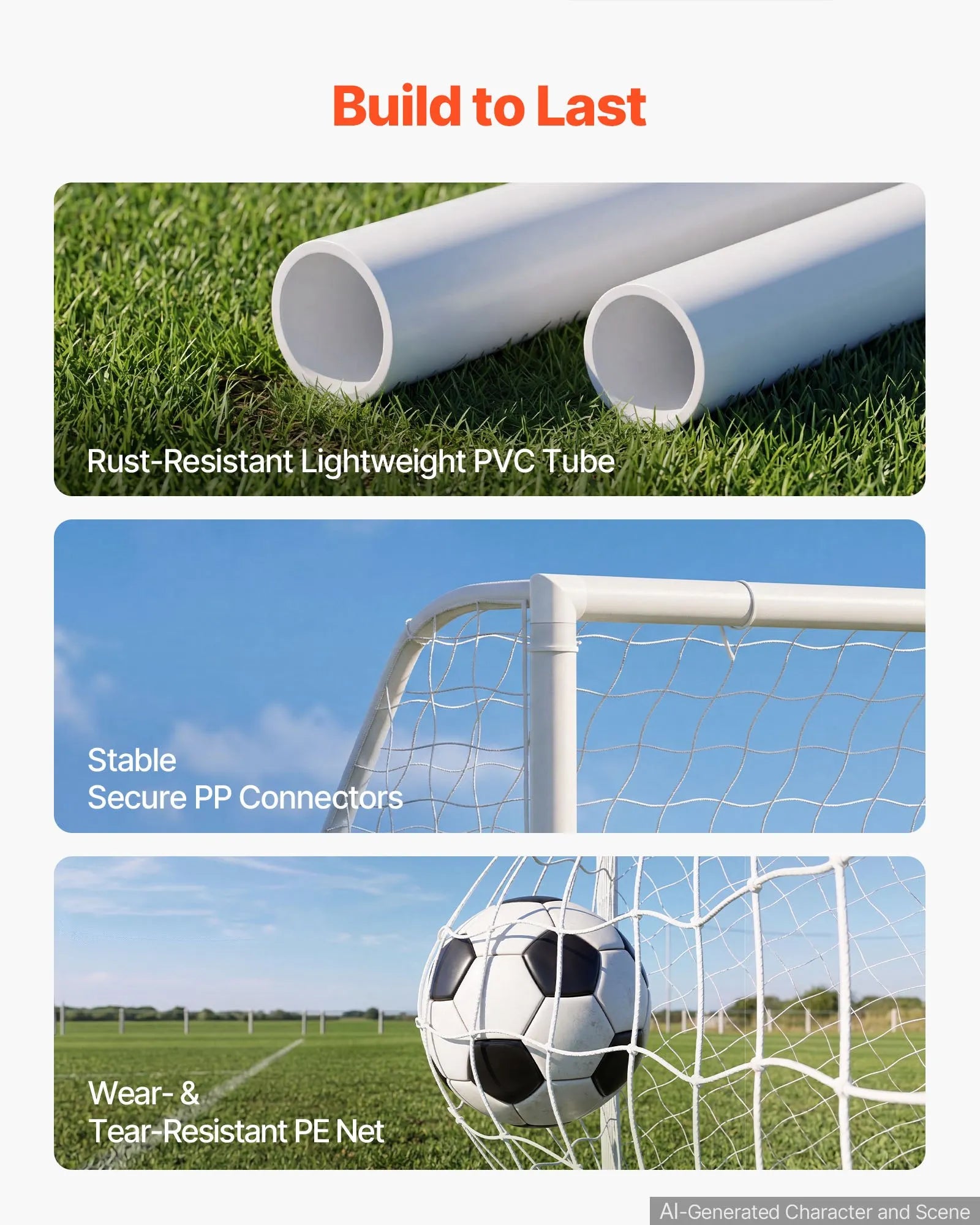 Portable Soccer Goal 8 x 6 FT with PE Net | Backyard Soccer Training Set with Target, Cones & Carry Bag