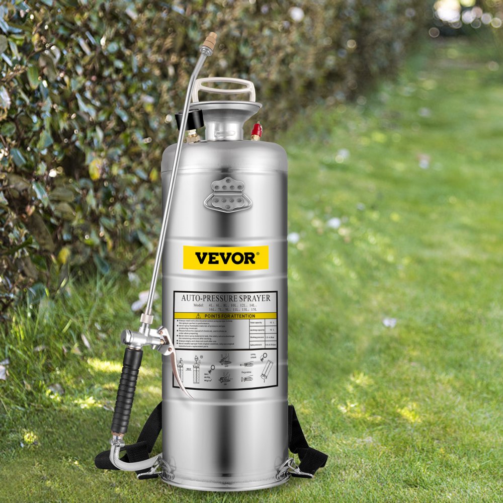 Stainless Steel Sprayer 3.5 Gallon Steel Hand-pump With 3.3-inch Reinforced Hose 