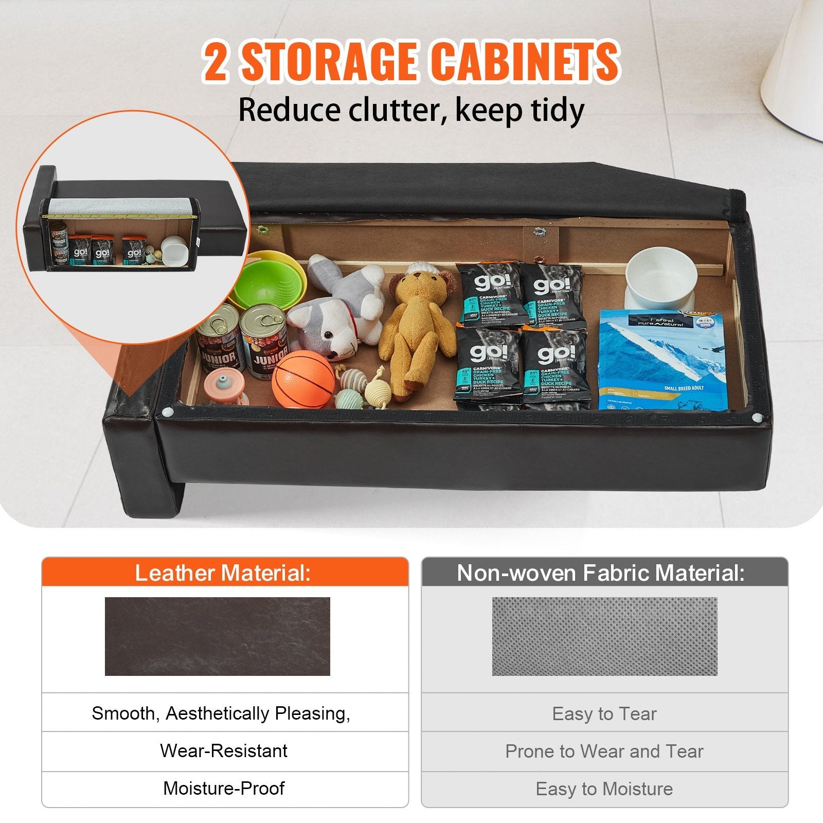 VEVOR Pet Sofa, Dog Couch for Large-Sized Dogs and Cats, Soft Leather Dog Sofa Bed, 110 lbs Loading Cat Sofa, Brown 