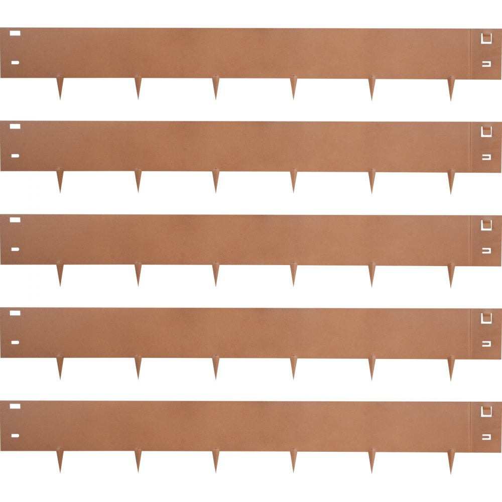 VEVOR Steel Lawn Edging Metal Landscape Edging 5PCS 5"x39" Brown Garden Border 