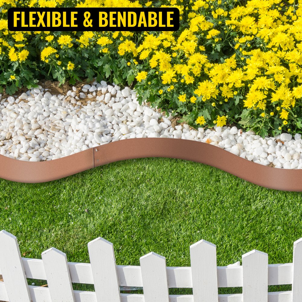 VEVOR Steel Lawn Edging Metal Landscape Edging 5PCS 5"x39" Brown Garden Border 