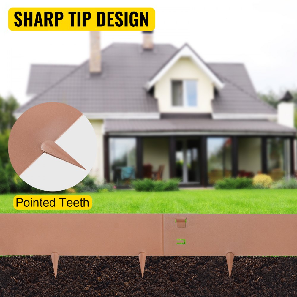 VEVOR Steel Lawn Edging Metal Landscape Edging 5PCS 5"x39" Brown Garden Border 