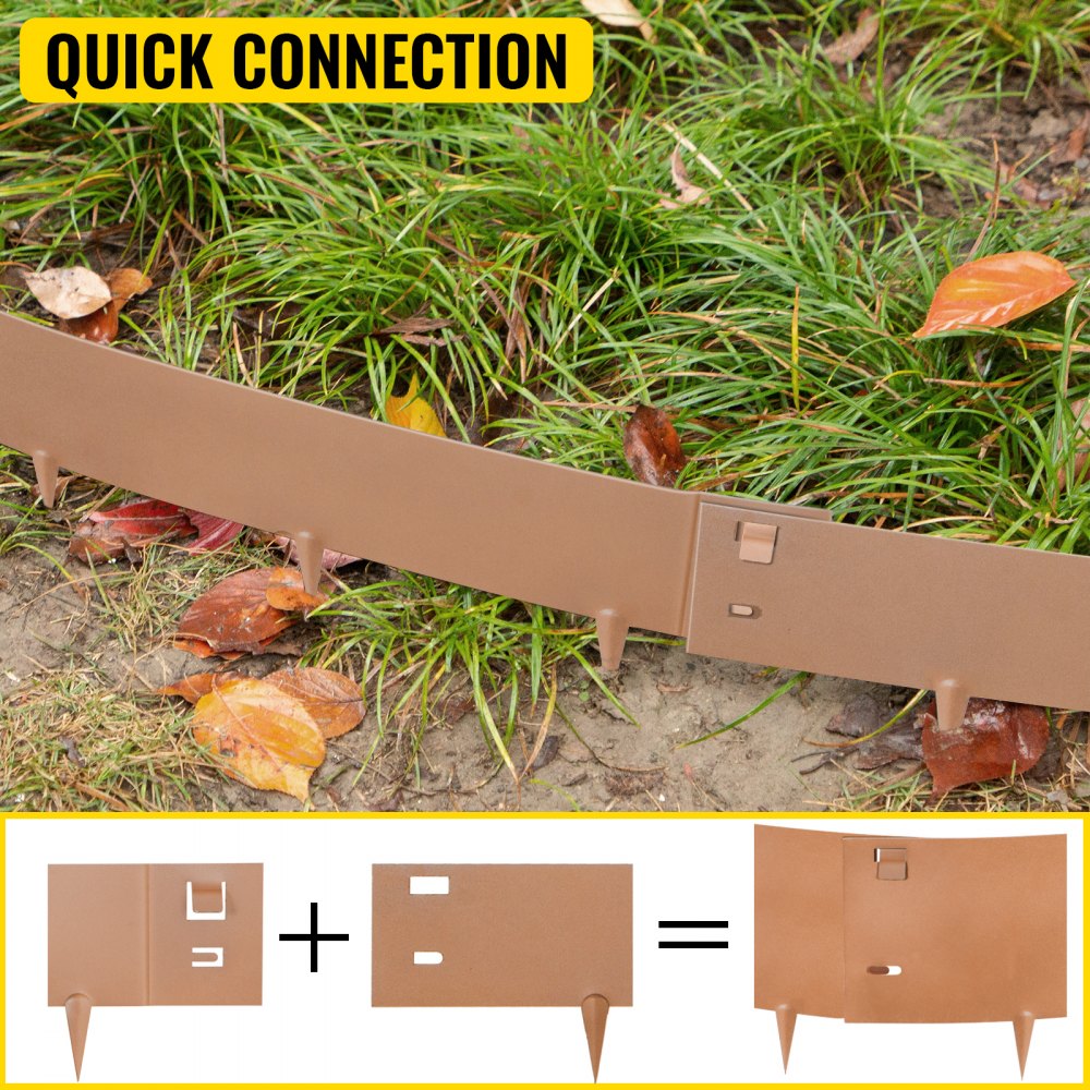 VEVOR Steel Lawn Edging Metal Landscape Edging 5PCS 5"x39" Brown Garden Border 