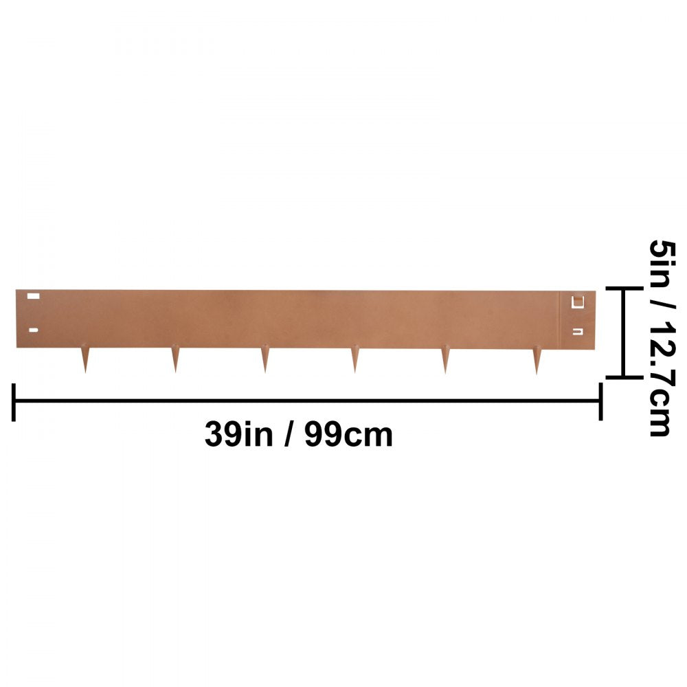 VEVOR Steel Lawn Edging Metal Landscape Edging 5PCS 5"x39" Brown Garden Border 
