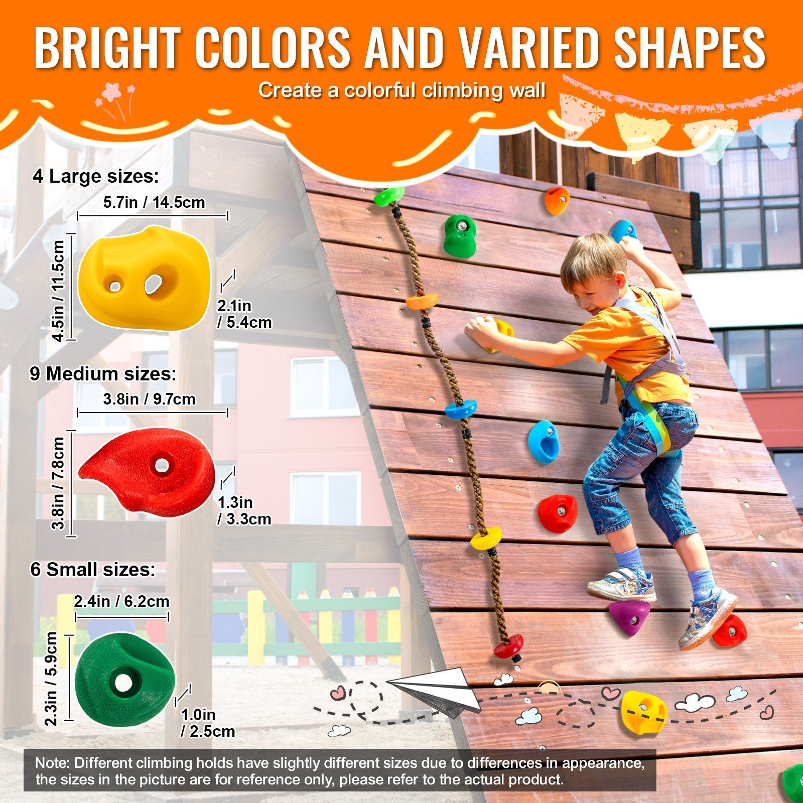 VEVOR 32 Rock Climbing Holds Climbing Rocks with Colored Climbing Rope Hardware 