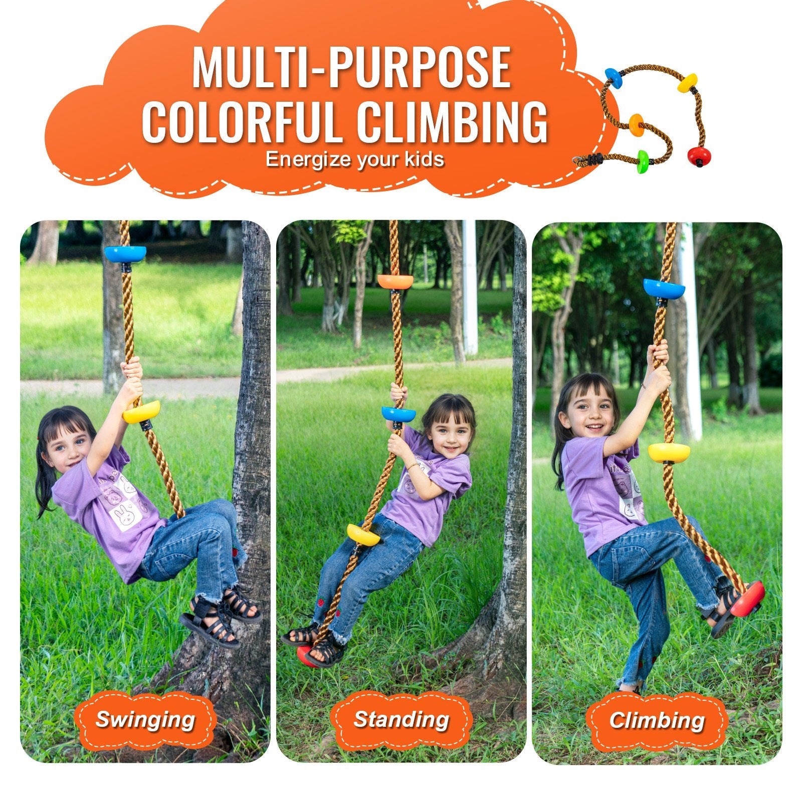 VEVOR 32 Rock Climbing Holds Climbing Rocks with Colored Climbing Rope Hardware 