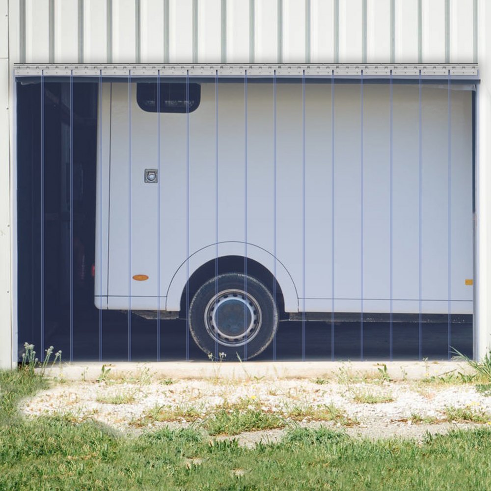 VEVOR Strip Curtain, 96" Height x 96" Width, 0.08" Thickness, 16PCS Clear PVC Strip Door Curtain, Freezer Curtain, Plastic Door Strips for Walk in Freezers, Coolers & Warehouse Doors, with 50% Overlap 