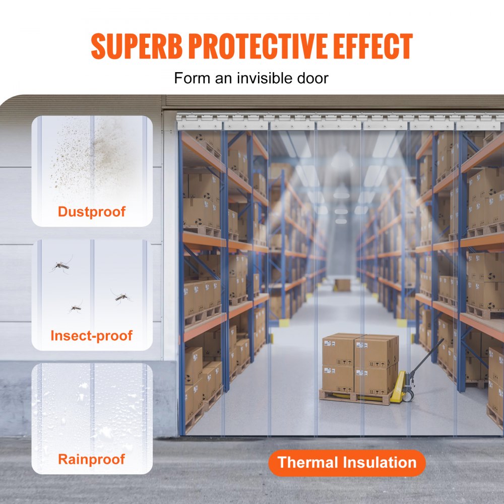 VEVOR PVC Strip Curtain 107 x 213.4 cm Slat Blind Transparent Soft PVC + DOTP 2 mm Thickness Strip Curtain Stable Curtain Including Mounting Material Ideal for Doors up to Approx. 107 cm 