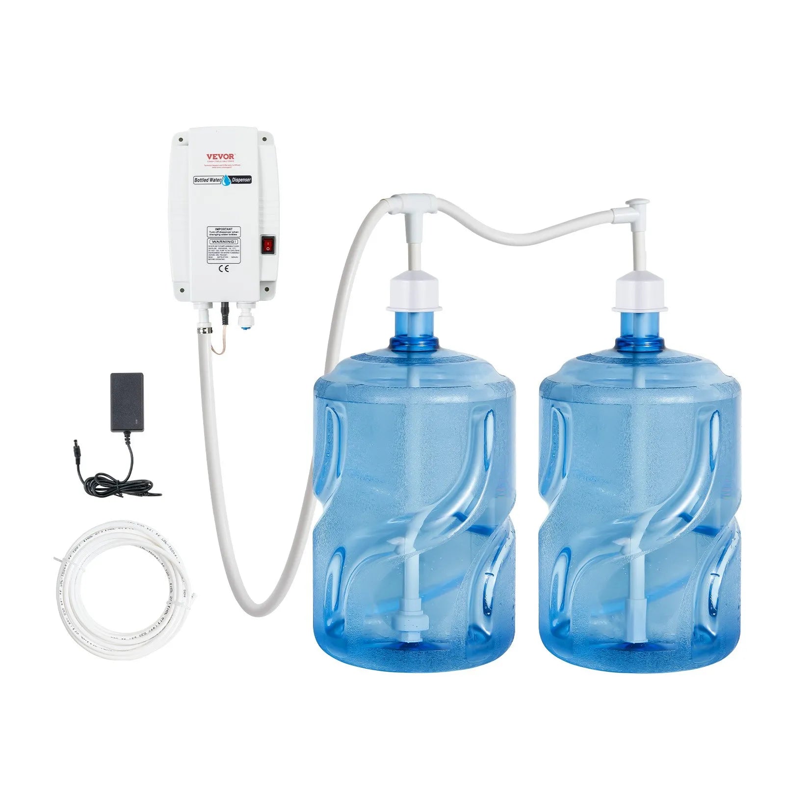 VEVOR Bottled Water Dispenser Pump System, 2x5 Gallon Dispensing System, Automatic Electric Water Dispenser, Double-Pipe Water Jug Pump, Compatible Use with Coffee/Tea Machine, Refrigerator, Ice Maker