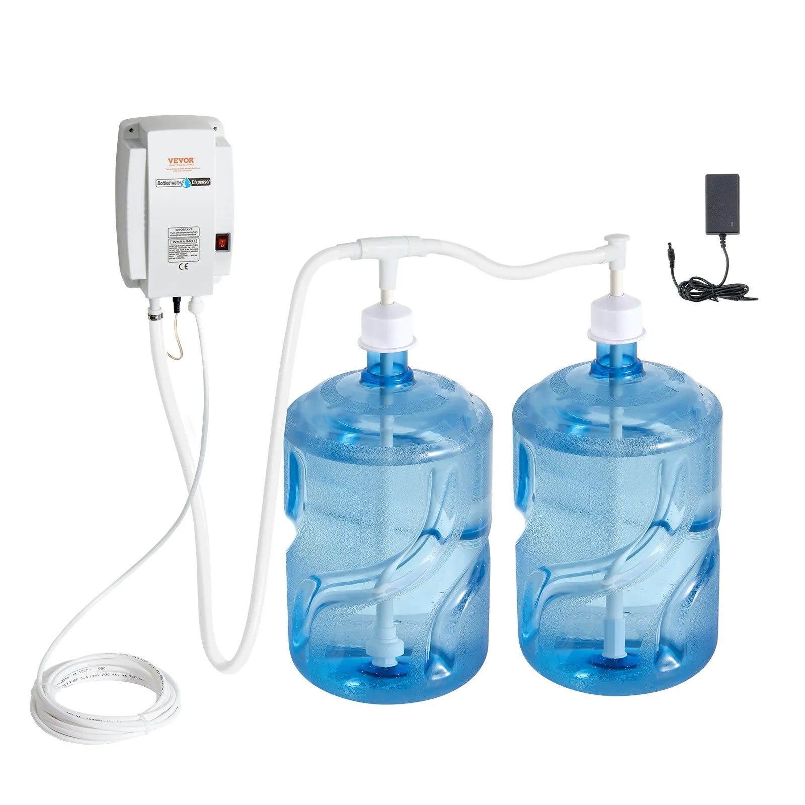 VEVOR Bottled Water Dispenser Pump System, 2x5 Gallon Dispensing System, Automatic Electric Water Dispenser, Double-Pipe Water Jug Pump, Compatible Use with Coffee/Tea Machine, Refrigerator, Ice Maker