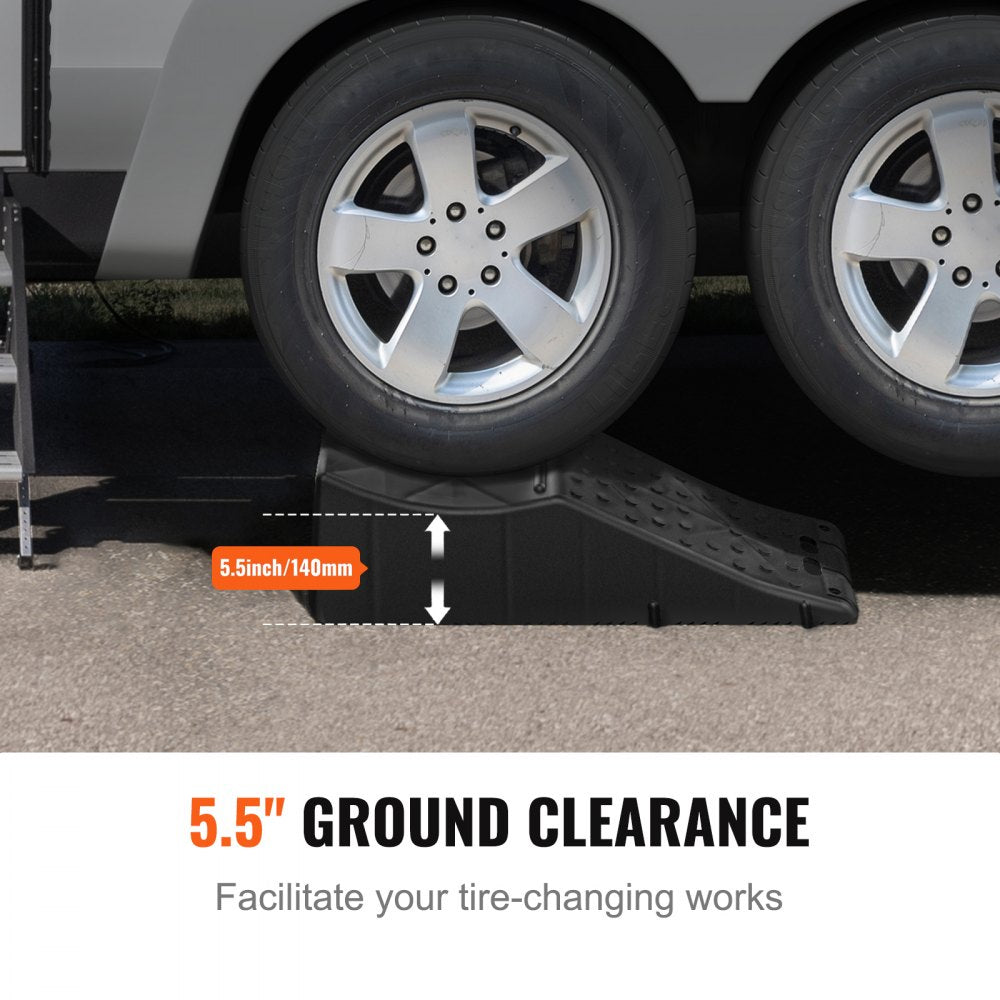 VEVOR Car Ramp, 1 Piece Low Profile Car Service Ramp, 20000 lbs/10 ton Loading Capacity, 5.5" Lift Height Car Ramp, Heavy Duty Tire Ramp for Oil Changes Car Lift and Vehicle Maintenance 