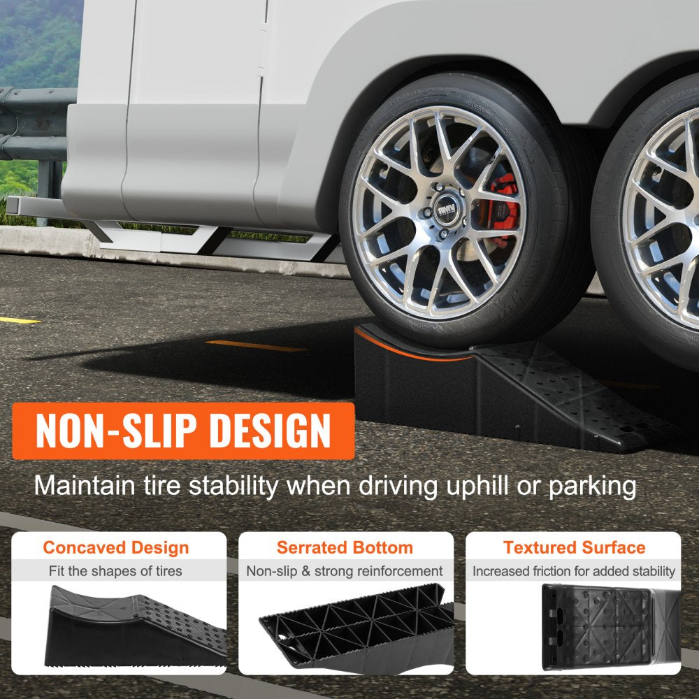 VEVOR Car Ramp, 1 Piece Low Profile Car Service Ramp, 20000 lbs/10 ton Loading Capacity, 5.5" Lift Height Car Ramp, Heavy Duty Tire Ramp for Oil Changes Car Lift and Vehicle Maintenance 