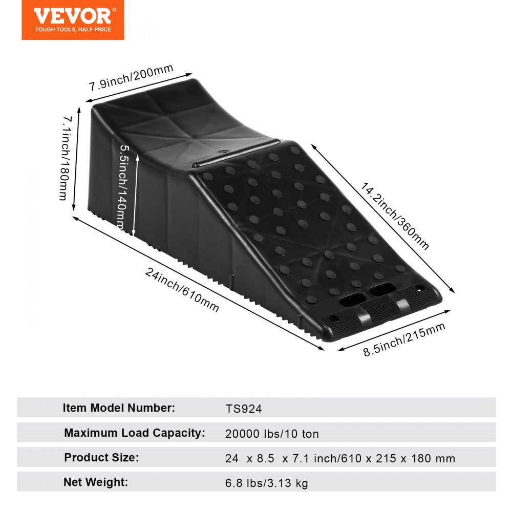 VEVOR Car Ramp, 1 Piece Low Profile Car Service Ramp, 20000 lbs/10 ton Loading Capacity, 5.5" Lift Height Car Ramp, Heavy Duty Tire Ramp for Oil Changes Car Lift and Vehicle Maintenance 