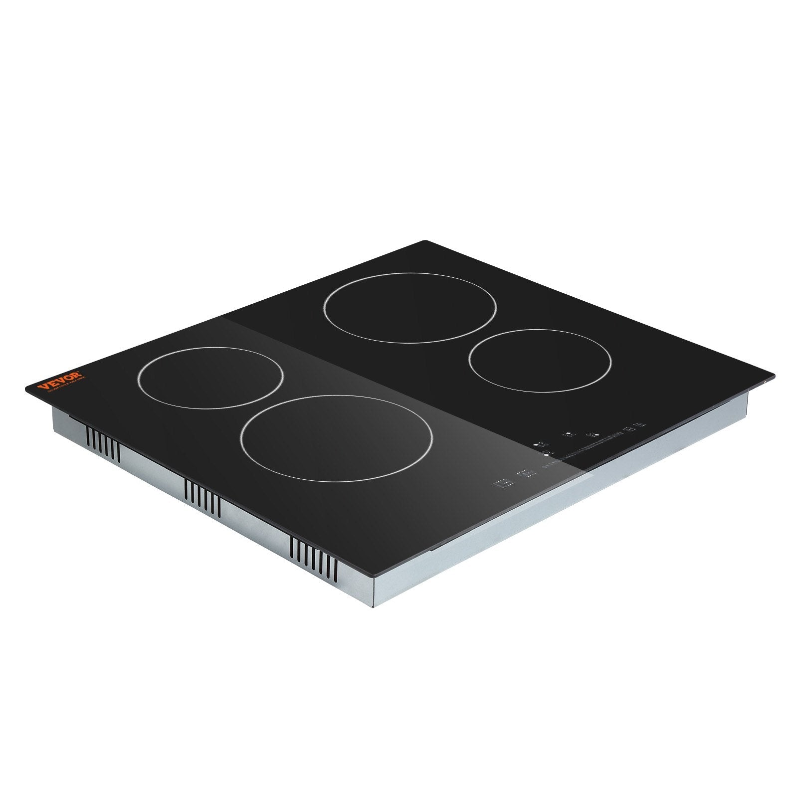 VEVOR Built in Electric Stove Top, 23.2 x 20.5 inch 4 Burners, 240V Glass Radiant Cooktop with Sensor Touch Control, Timer & Child Lock Included, 9 Power Levels for Simmer Steam Slow Cook Fry 