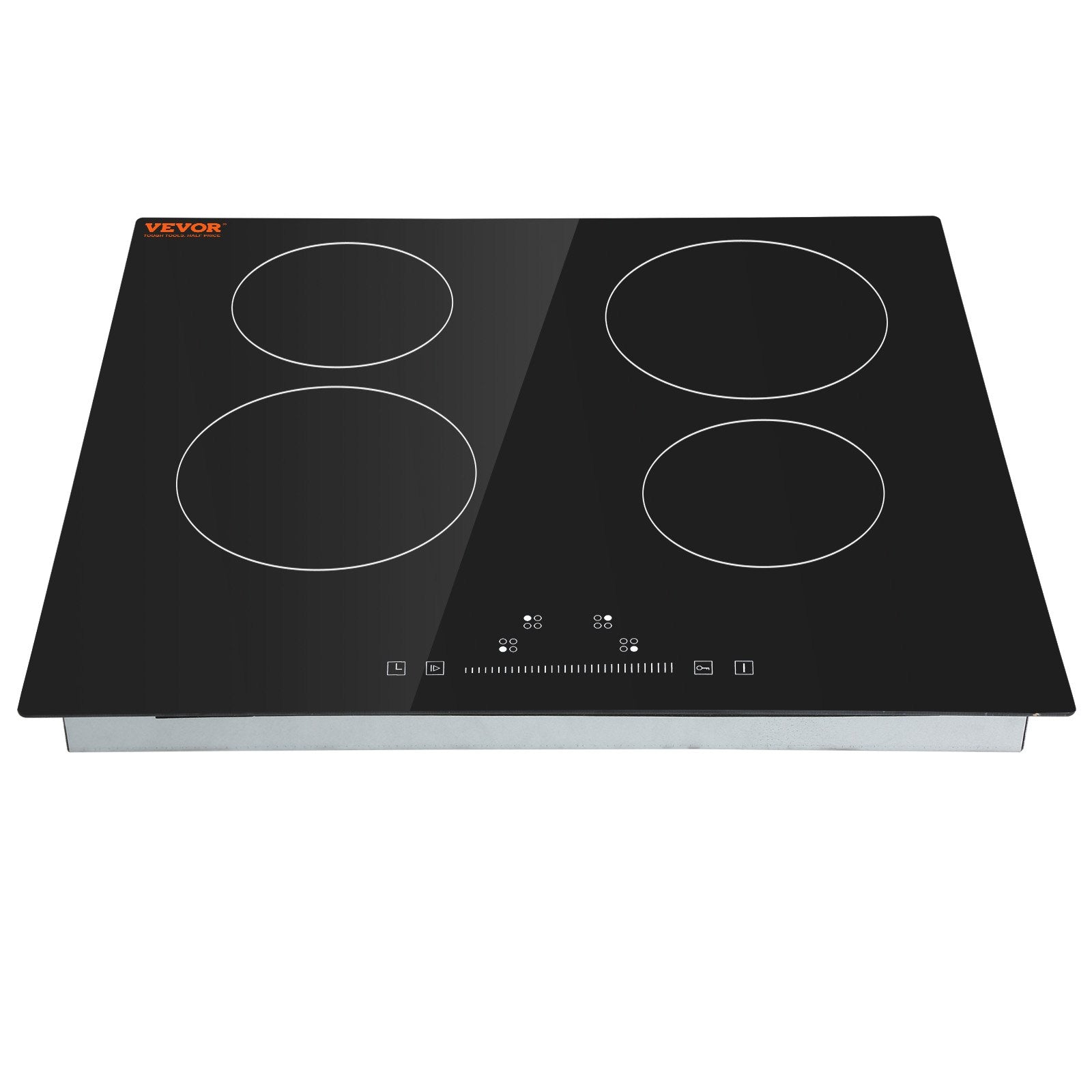VEVOR Built in Electric Stove Top, 23.2 x 20.5 inch 4 Burners, 240V Glass Radiant Cooktop with Sensor Touch Control, Timer & Child Lock Included, 9 Power Levels for Simmer Steam Slow Cook Fry 