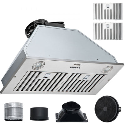 VEVOR Insert Range Hood, 800CFM 3-Speed, 30 Inch Stainless Steel Built-in Kitchen Vent with Push Button Control LED Lights Baffle Filters, Ducted/Ductless Convertible, ETL Listed 