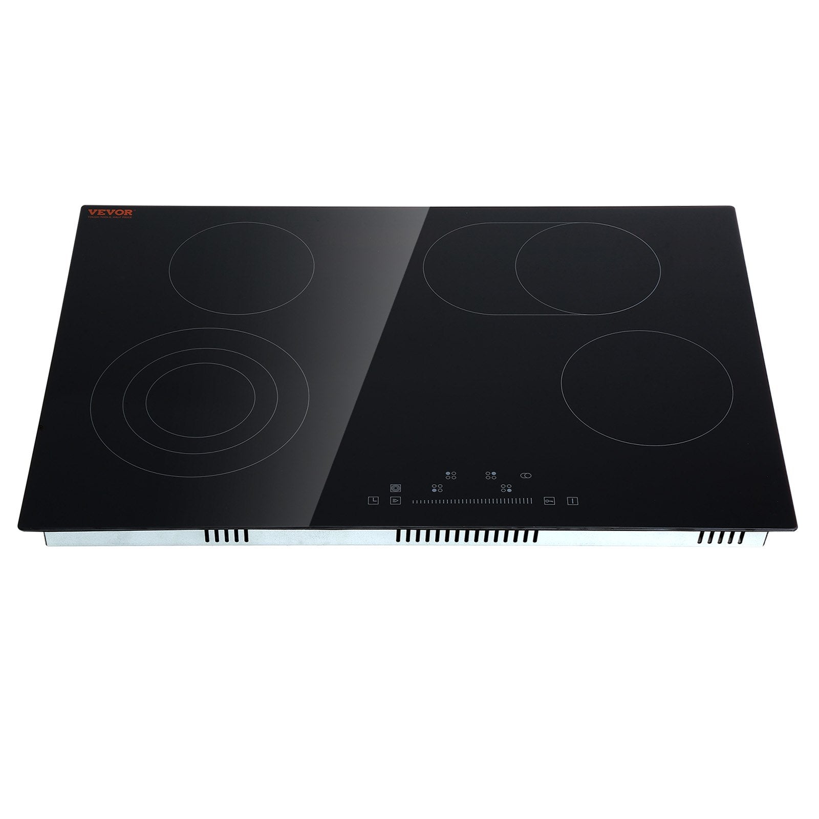 VEVOR Built in Electric Stove Top, 30.3 x 20.5 inch 4 Burners, 240V Glass Radiant Cooktop with Sensor Touch Control, Timer & Child Lock Included, 9 Power Levels for Simmer Steam Slow Cook Fry 