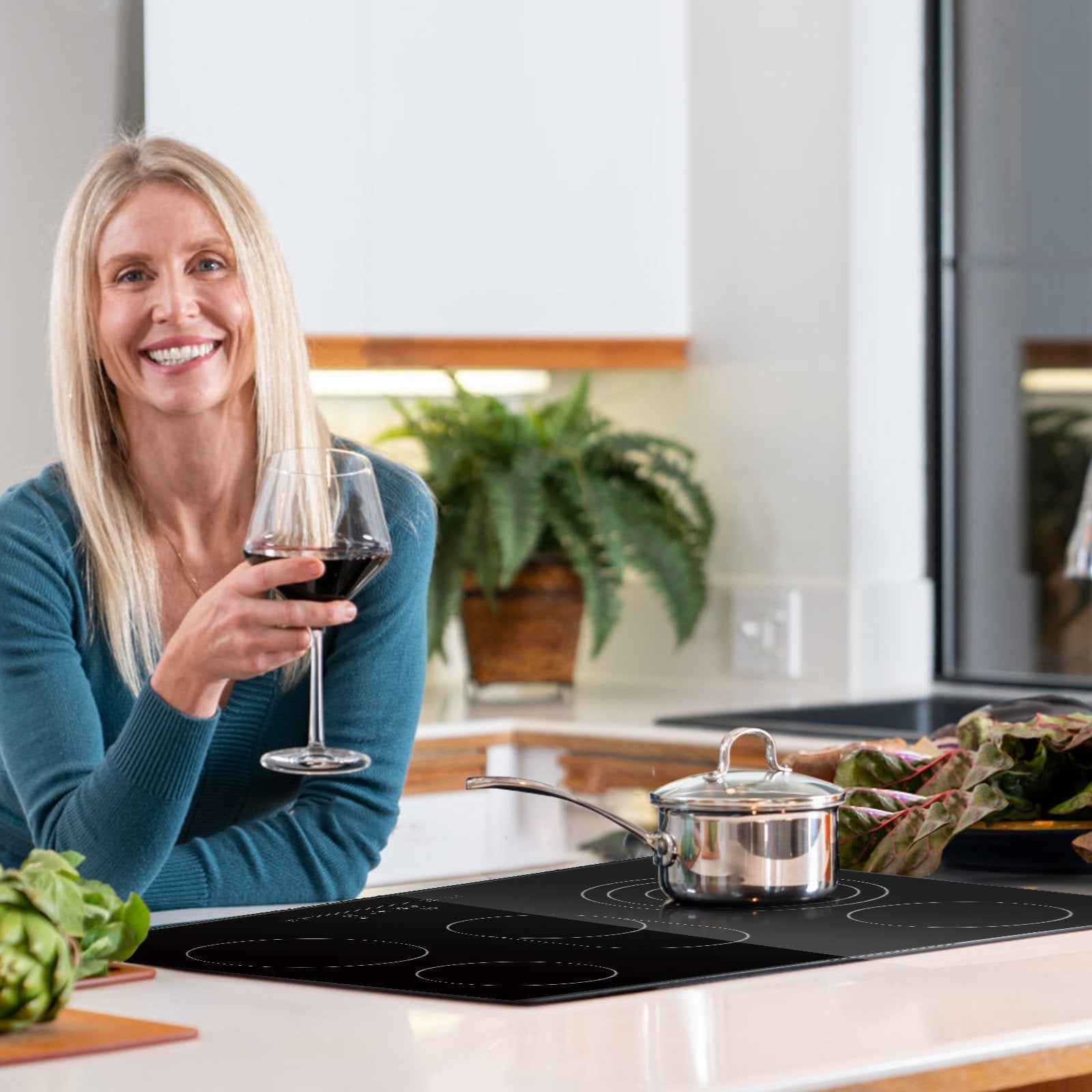 VEVOR Built in Electric Stove Top, 30.3 x 20.5 inch 5 Burners, 240V Glass Radiant Cooktop with Sensor Touch Control, Timer & Child Lock Included, 9 Power Levels for Simmer Steam Slow Cook Fry 