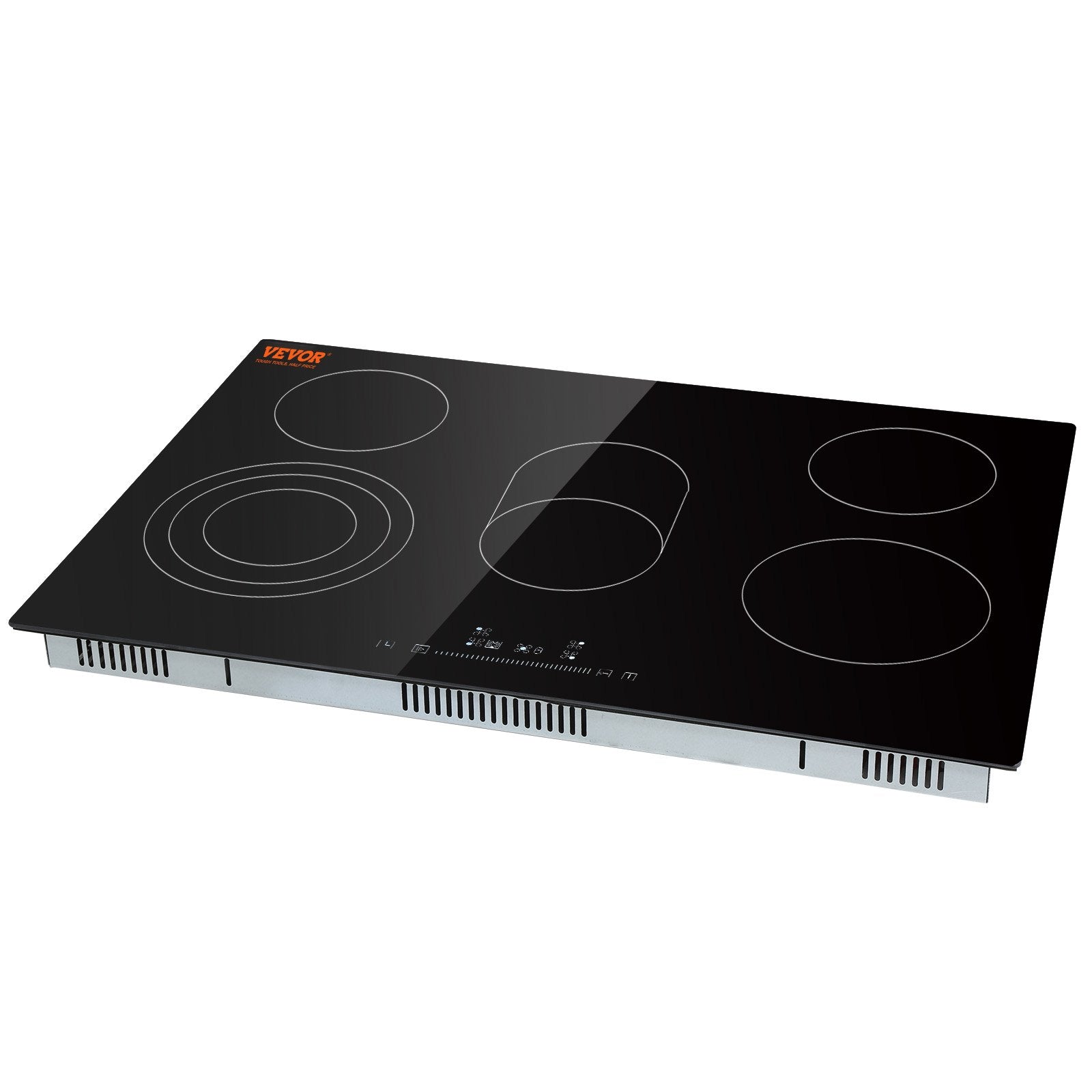 VEVOR Built in Electric Stove Top, 30.3 x 20.5 inch 5 Burners, 240V Glass Radiant Cooktop with Sensor Touch Control, Timer & Child Lock Included, 9 Power Levels for Simmer Steam Slow Cook Fry 