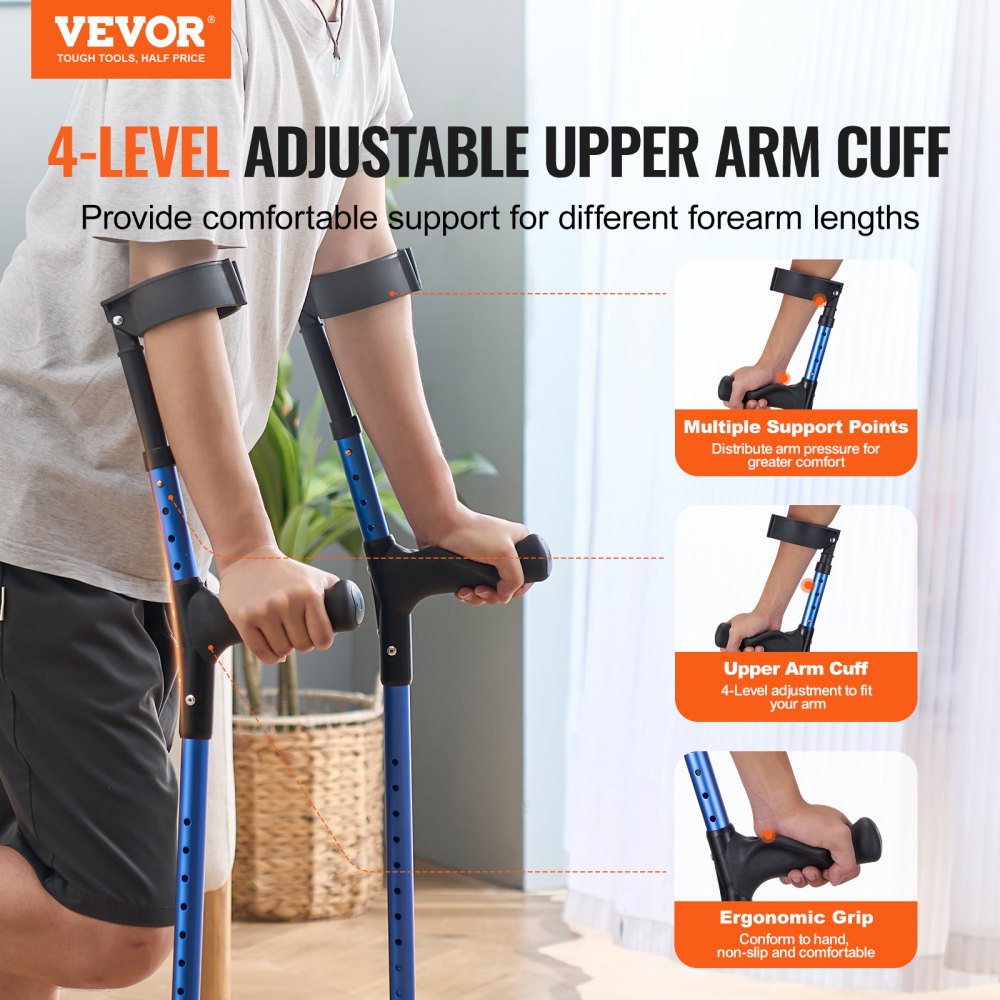 🩺 Forearm Crutches for Adults – 2 Variants Available (350 lb Capacity)
