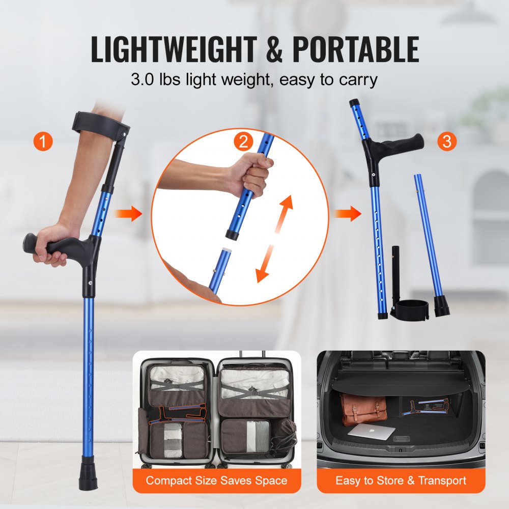 🩺 Forearm Crutches for Adults – 2 Variants Available (350 lb Capacity)