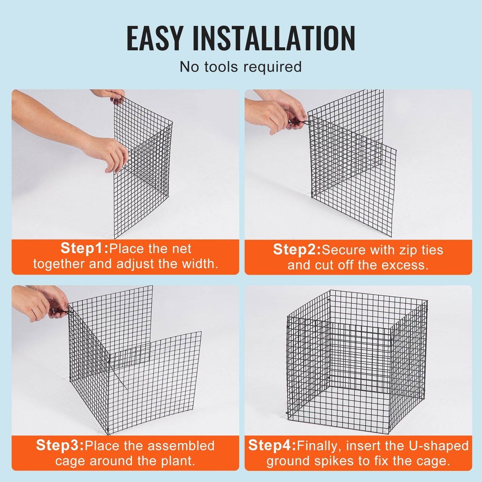 VEVOR 10 Pack Plant Protector from Animals 12'' x 12'' Plant Cage for Vegetables 