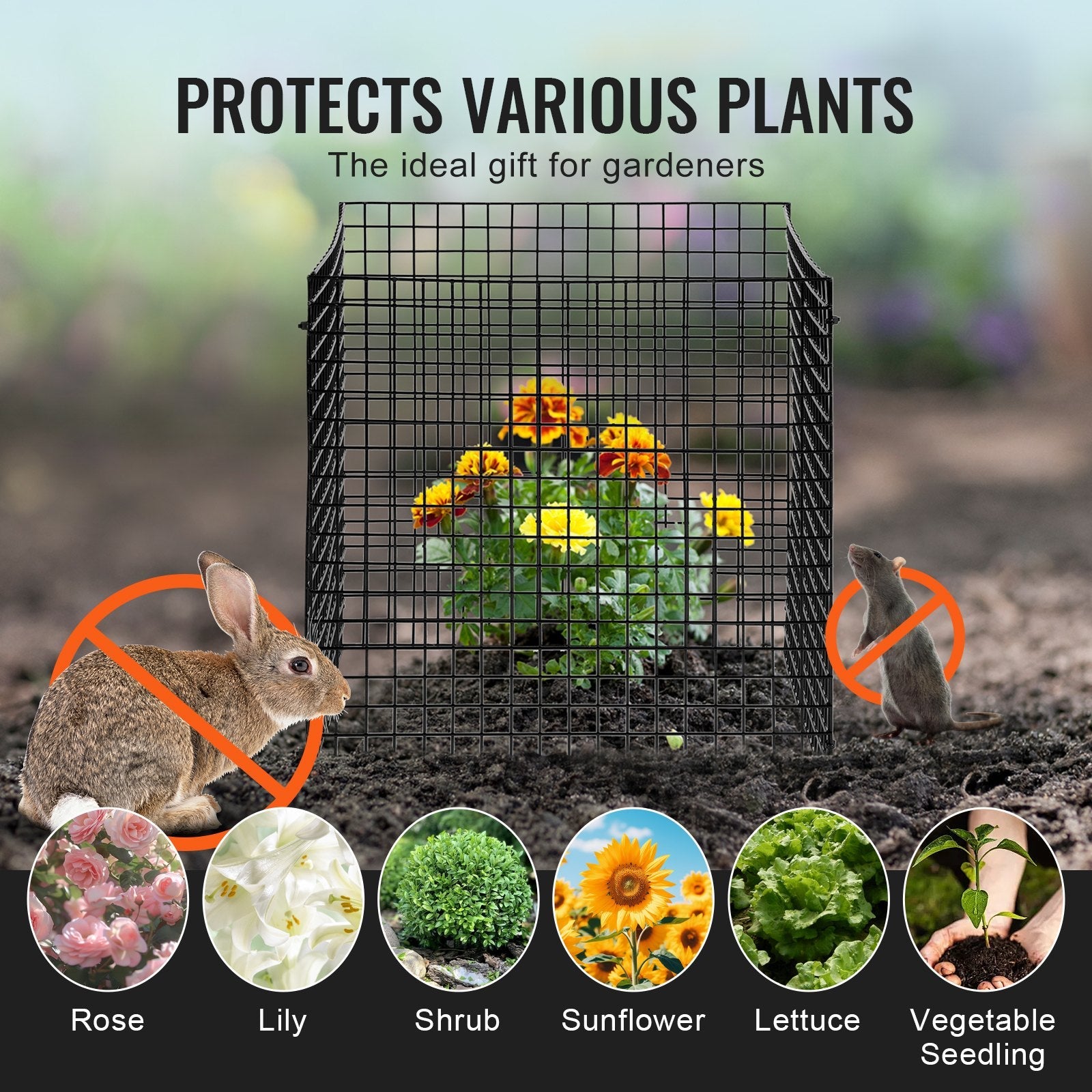 VEVOR 10 Pack Plant Protector from Animals 12'' x 12'' Plant Cage for Vegetables 